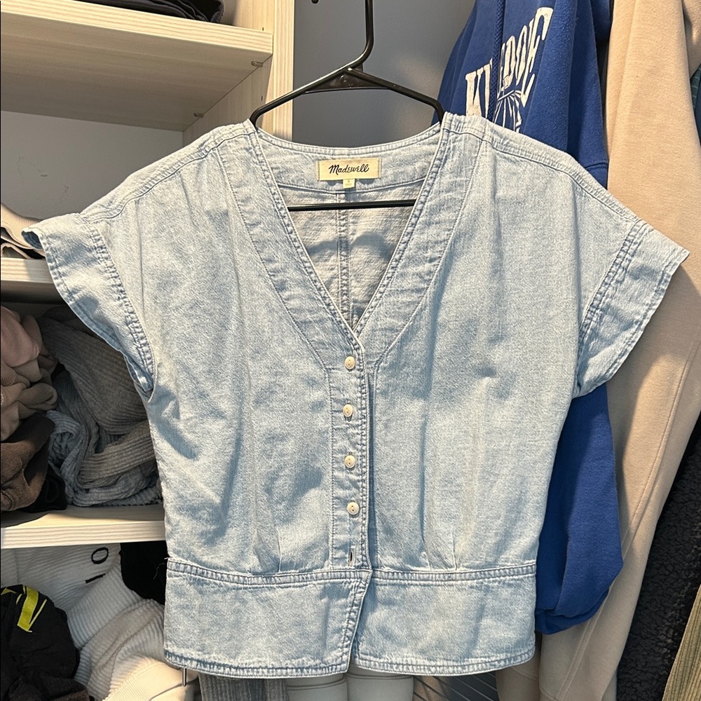 Madewell Sky Blue Button-Up Denim Blouse